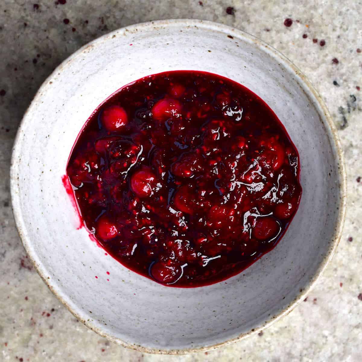 Berry compote in a bowl