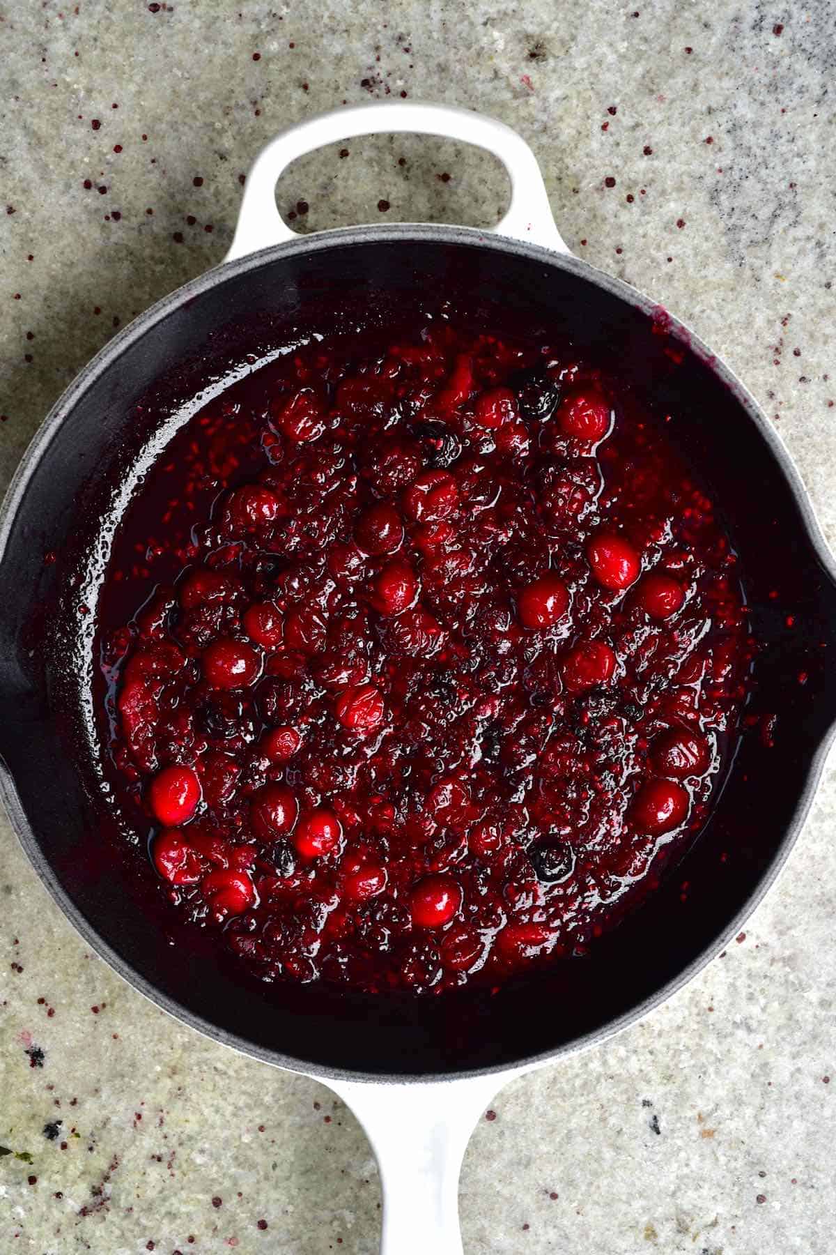 Berry compote in a pan