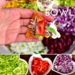 Ingredients for making a veggie burrito bowl