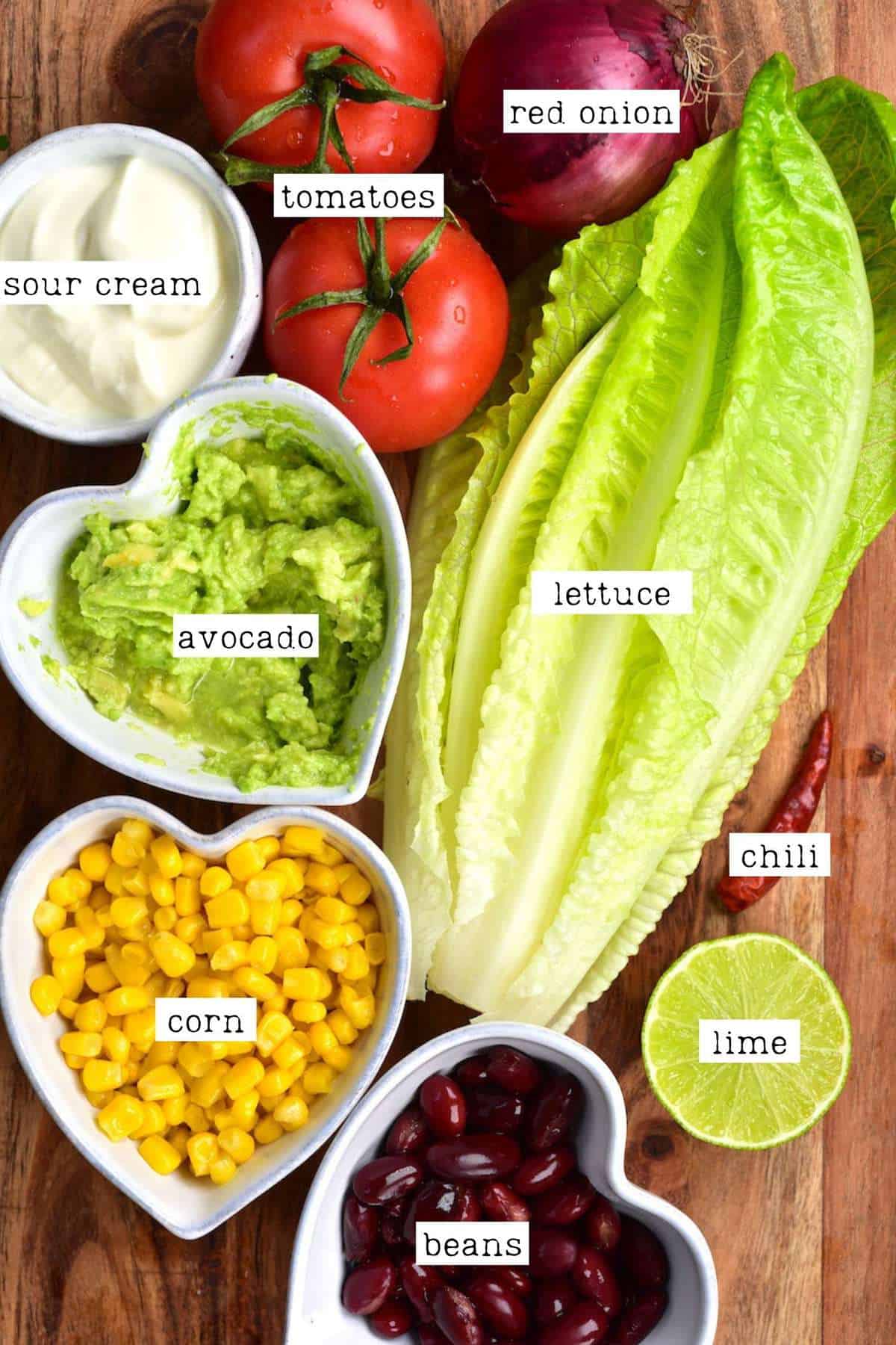 Ingredients for burrito bowl