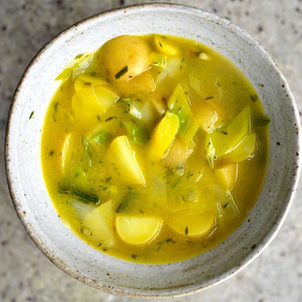 Easy Vegan Potato Leek Soup Chunky or Smooth Alphafoodie