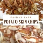 Raw and baked potato skin chips