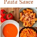 Steps for making pasta with roasted tomato sauce