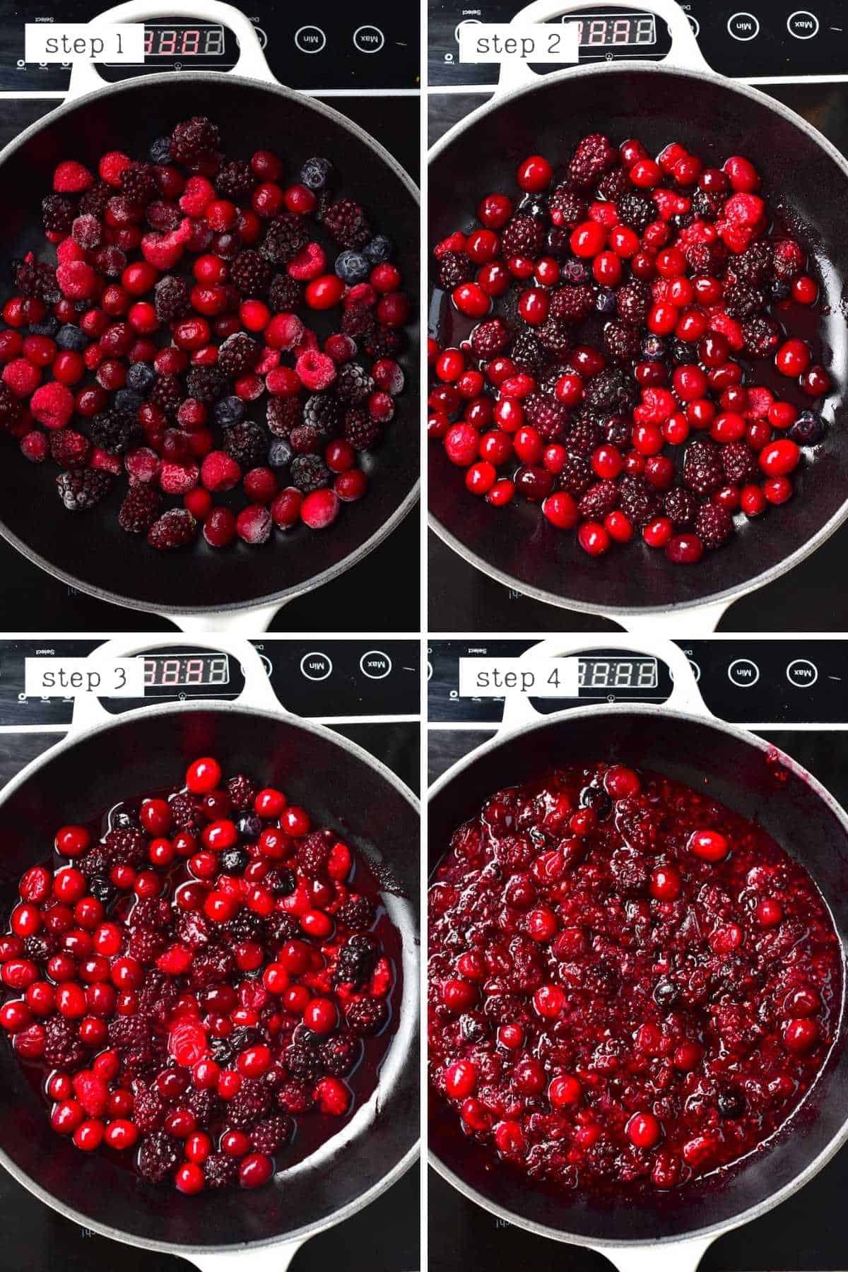 Steps for making berry compote