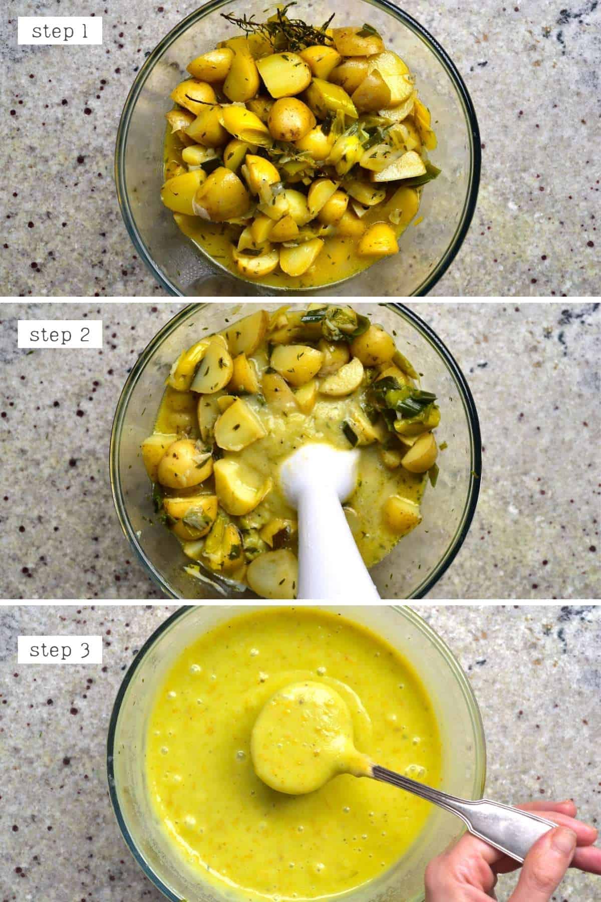 Steps for making creamy potato leek soup