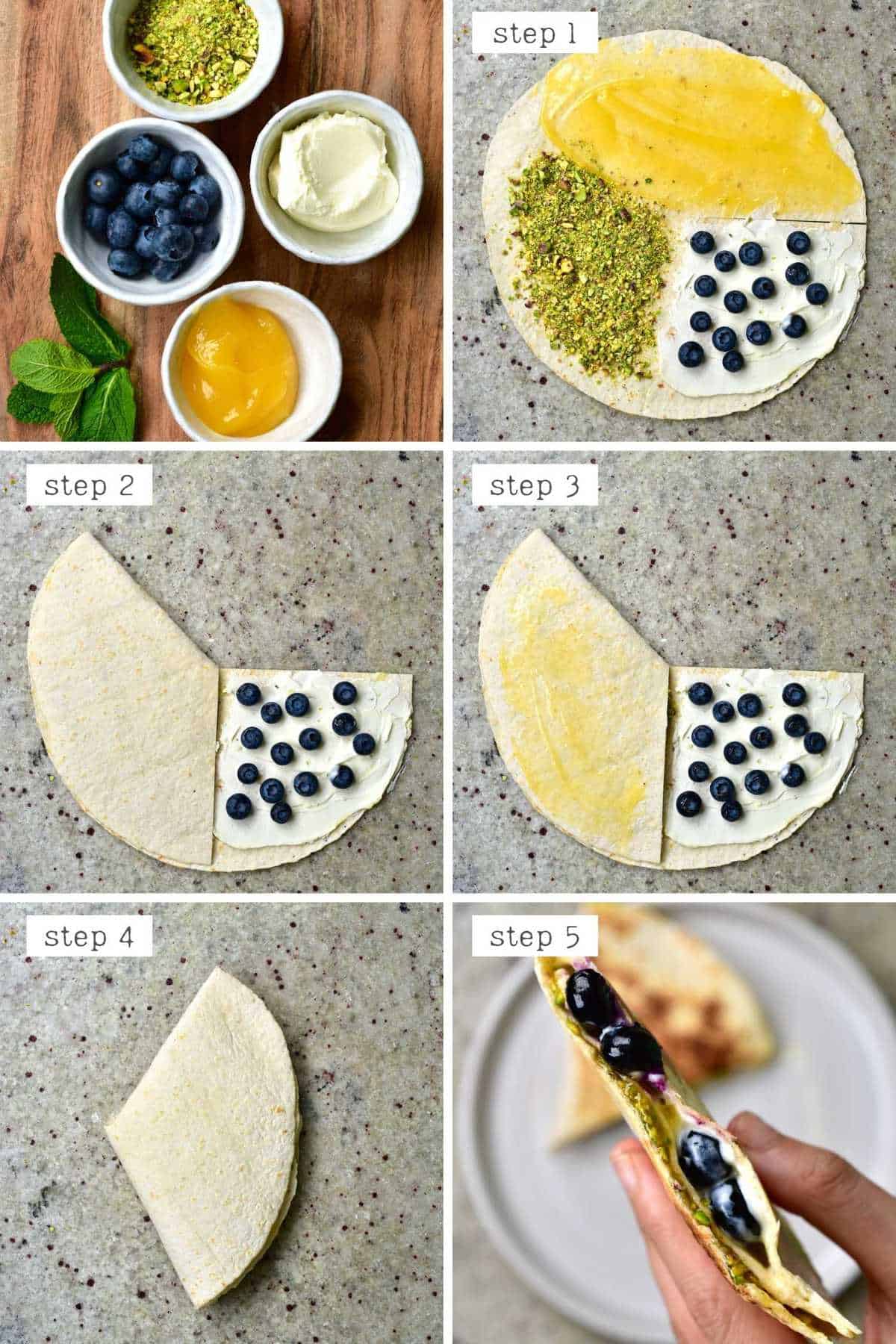 Steps for making lemon curd tortilla