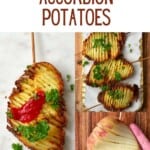 Steps to making accordion potatoes on a stick