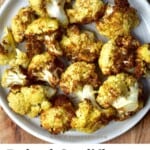 Air fryer roasted cauliflower florets in a plate