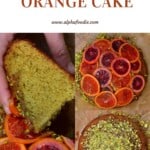 Steps to decorating blood orange cake with pistachios and candied orange slices
