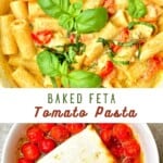 Baked feta and tomatoes and a pasta dish