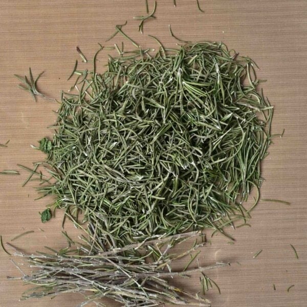 Dried rosemary with the stems removed