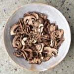 A bowl with homemade dried mushrooms