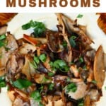 Cooked mushrooms with parsley served in a bowl