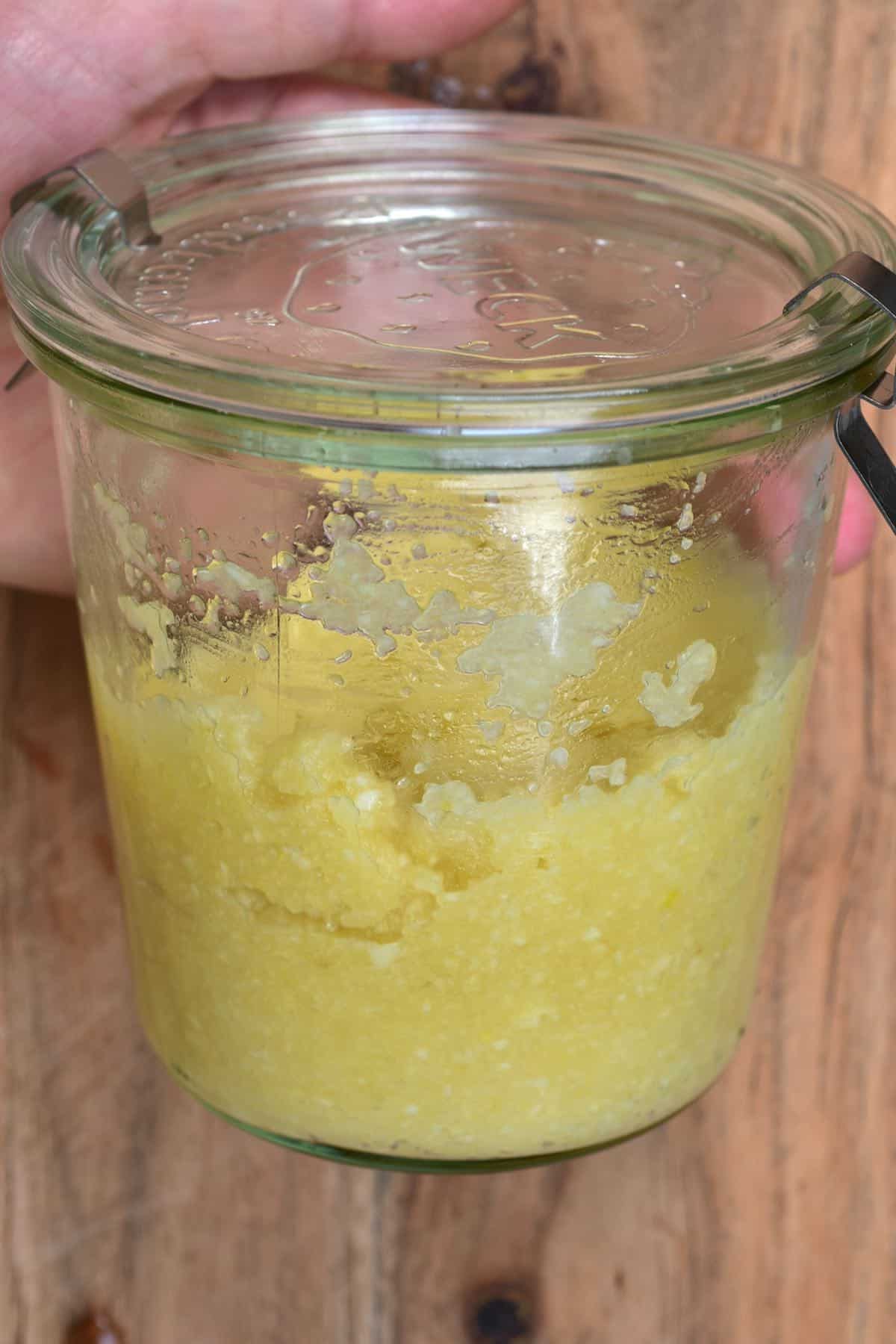 Garlic paste in a closed jar