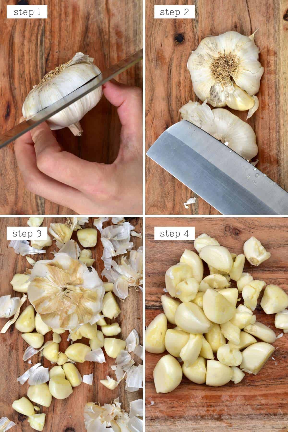 How to peel garlic - Method 2 by cutting through the middle