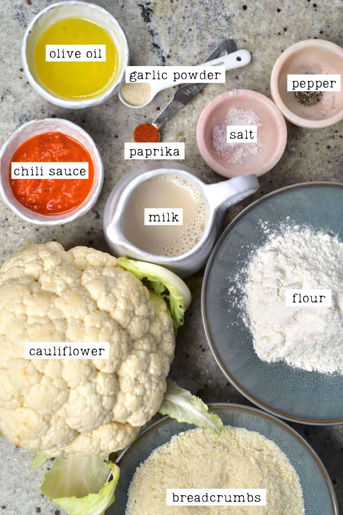 Ingredients for baked cauliflower wings