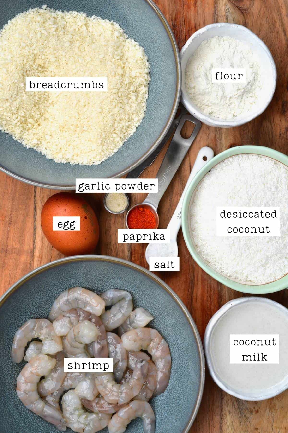 Ingredients for crispy baked shrimp