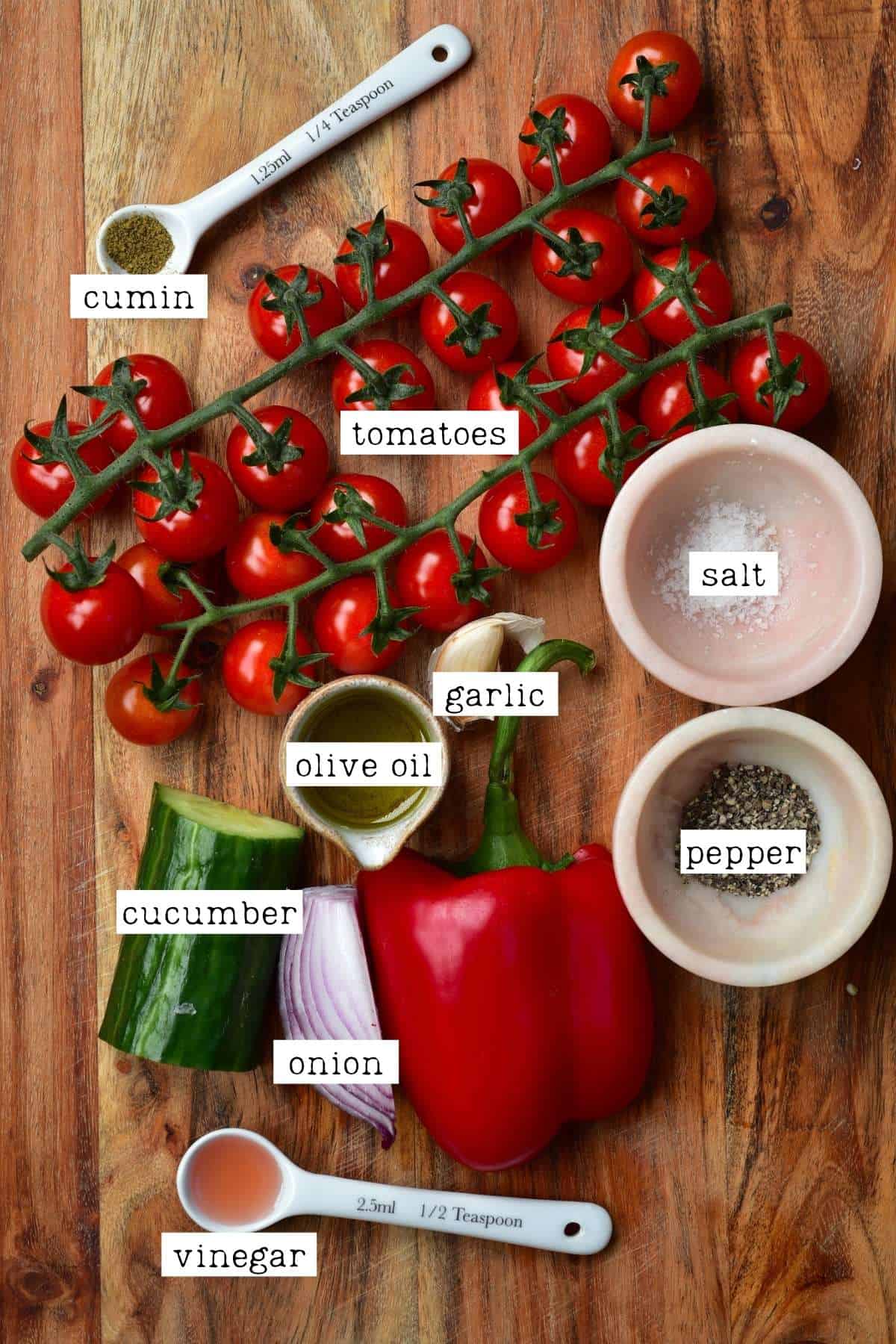 Ingredients for gazpacho