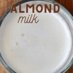 Instant almond milk in a glass
