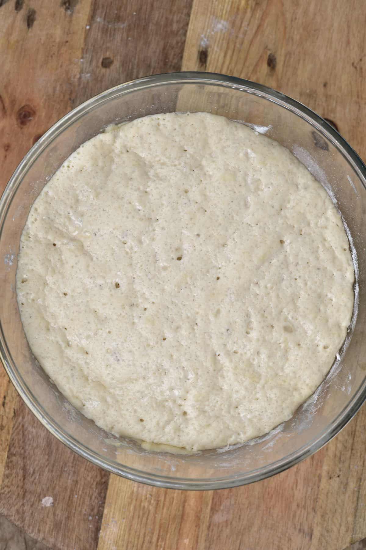 Risen dough for pide bread