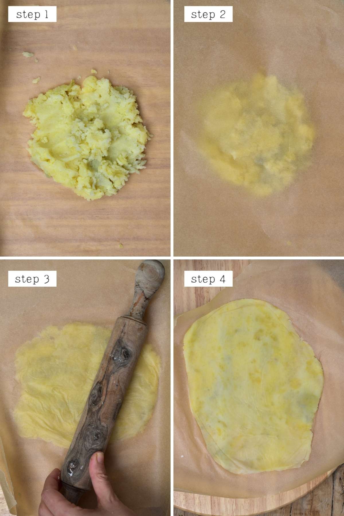 Steps for making potato flatbread
