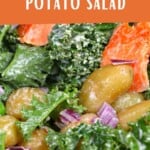 A close up of kale Salmon Potato Salad