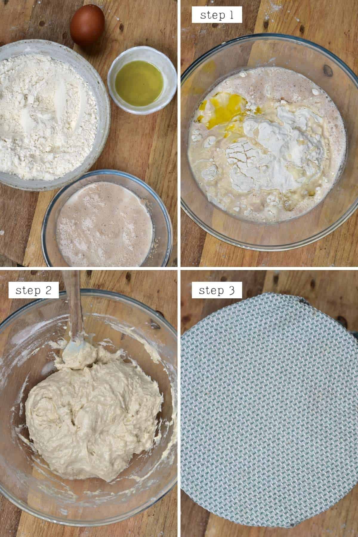 Steps for making pide bread dough