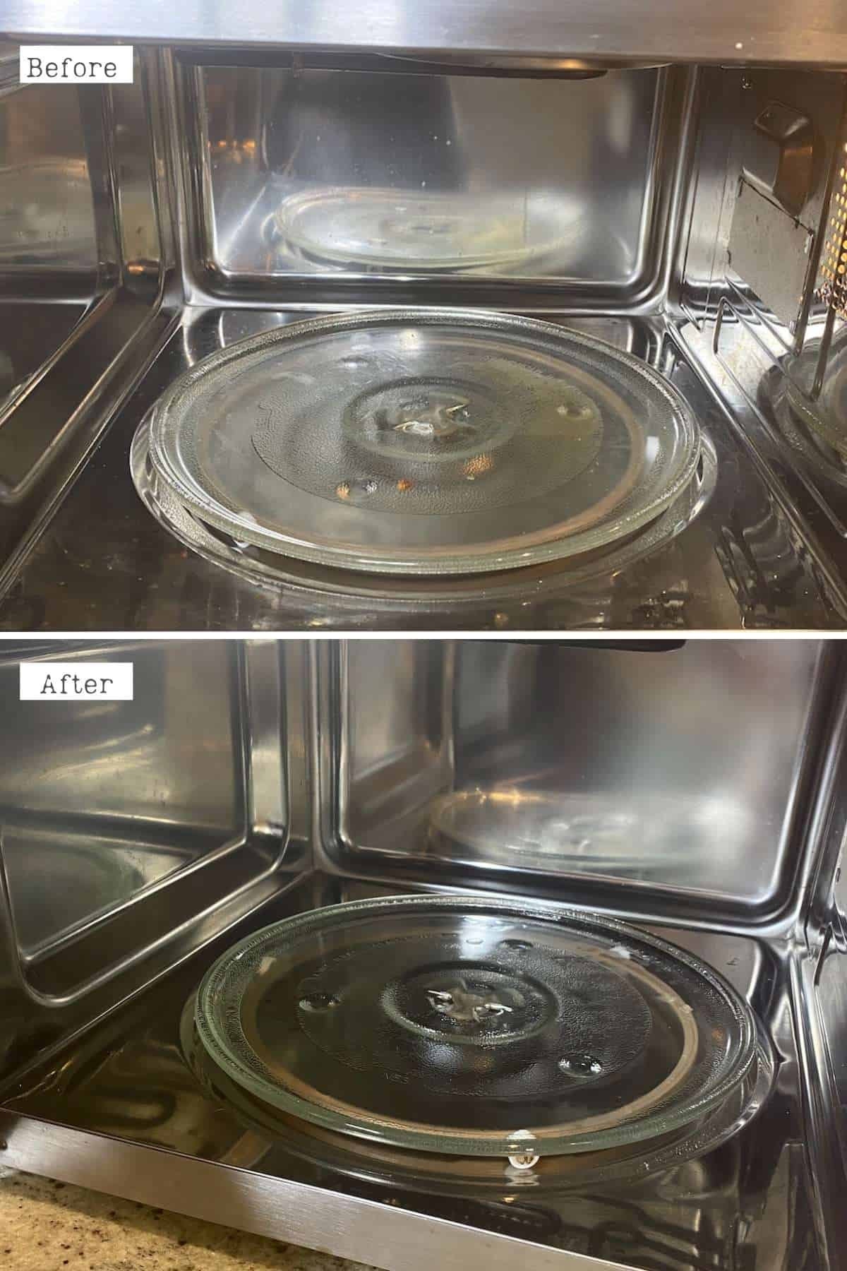 Before and after cleaning microwave