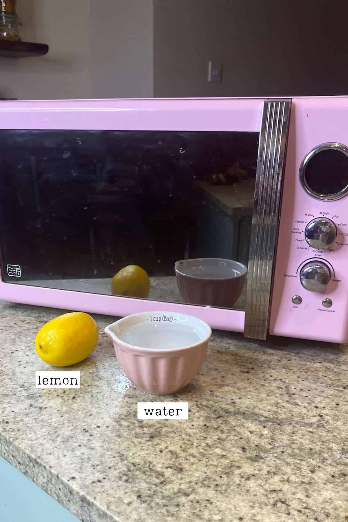 Cleaning a microwave with lemon and water