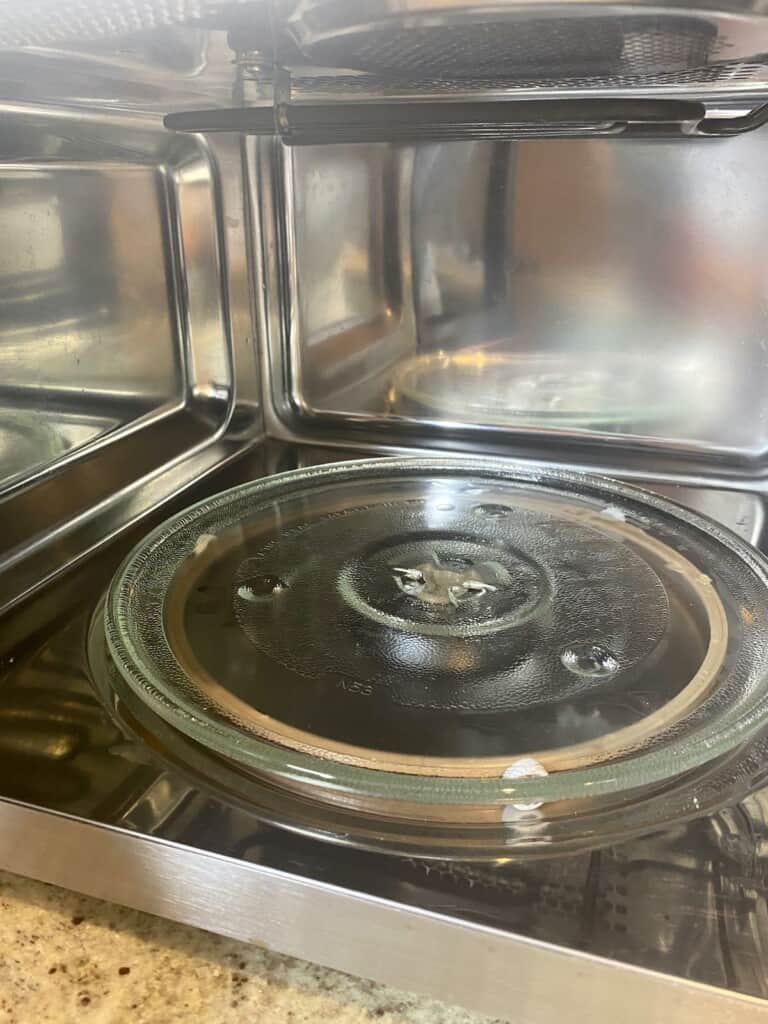 The clean inside of a microwave