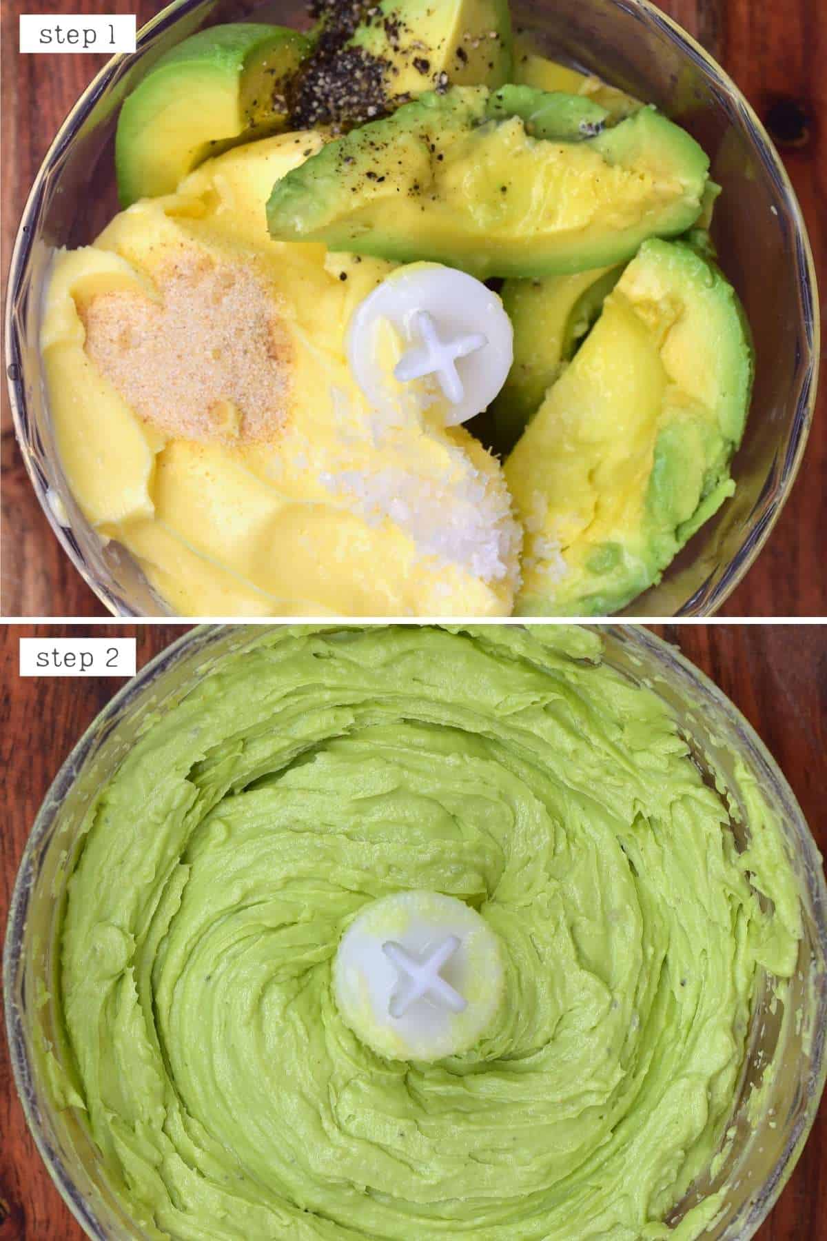 Steps for blending avocado with butter