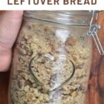 A jar with homemade breadcrumbs