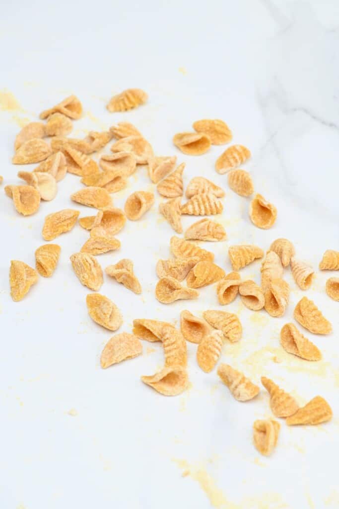 Chickpea pasta on a surface