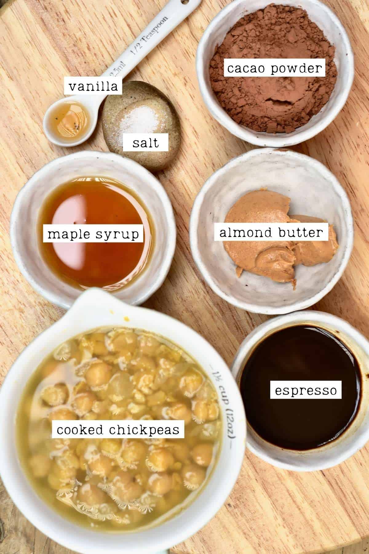 Ingredients for chocolate hummus