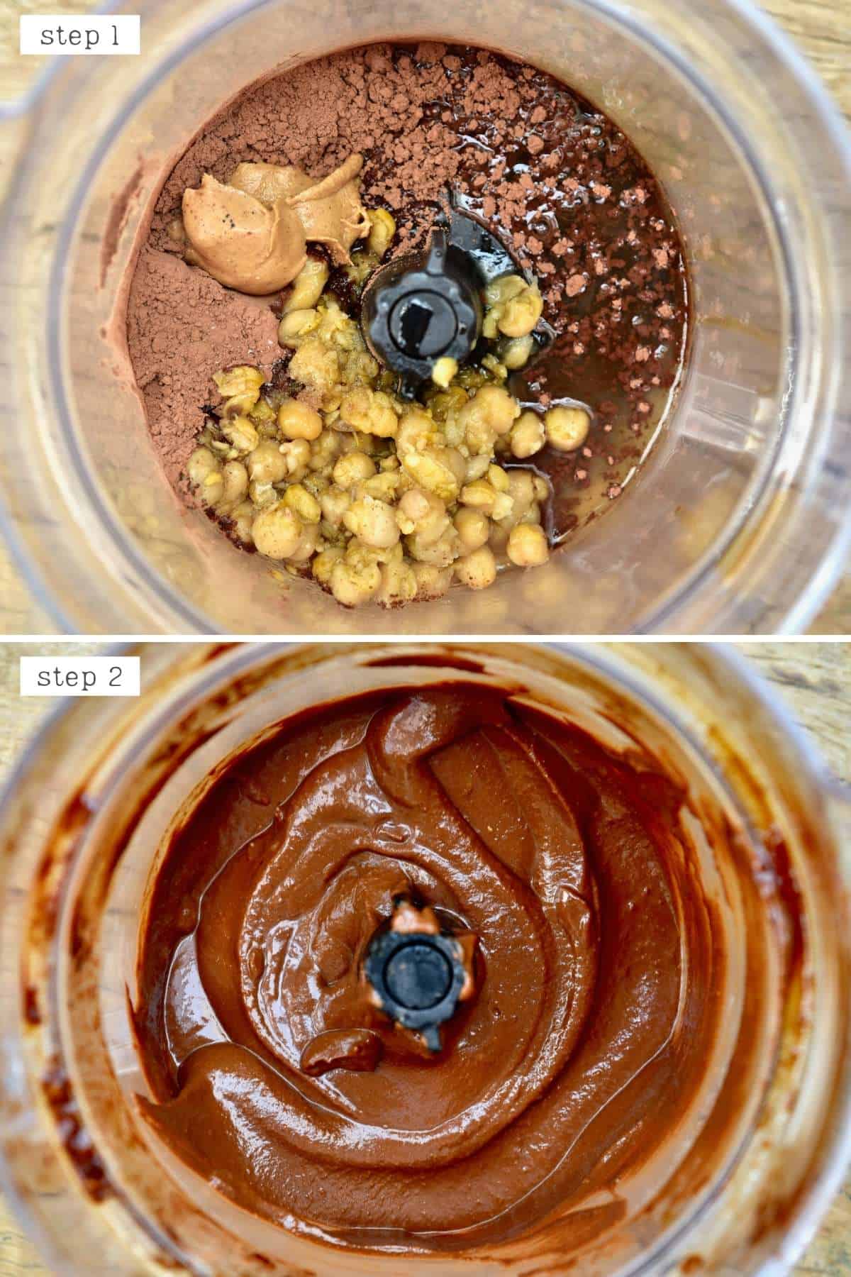 Steps for making chocolate hummus