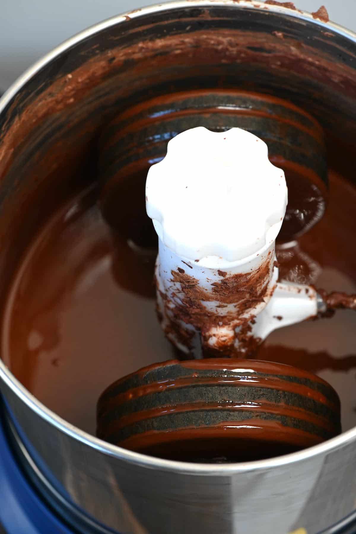 A wet grinder making a chocolate