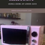 A pink microwave on a kitchen counter