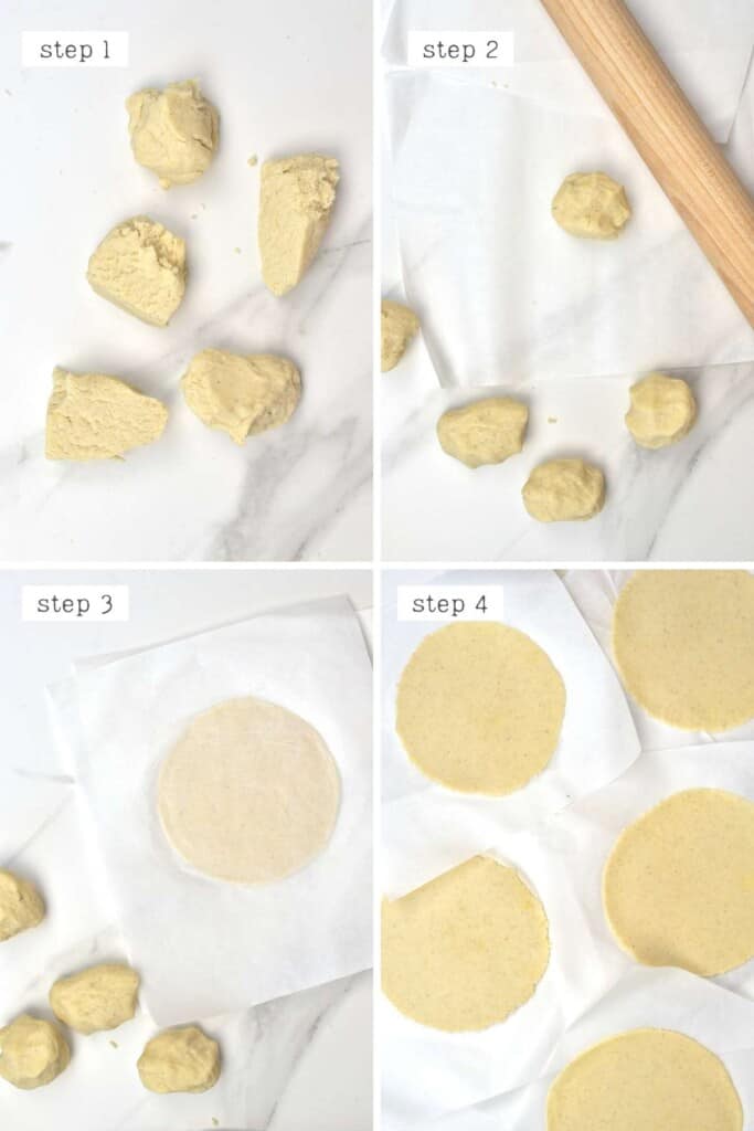 Steps for rolling homemade corn tortillas