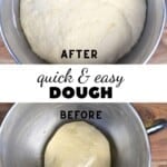Risen and not-risen dough in a bowl
