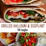 Eggplant and halloumi wrap and ingredients to make it