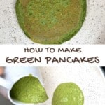 Green spinach pancake in a pan