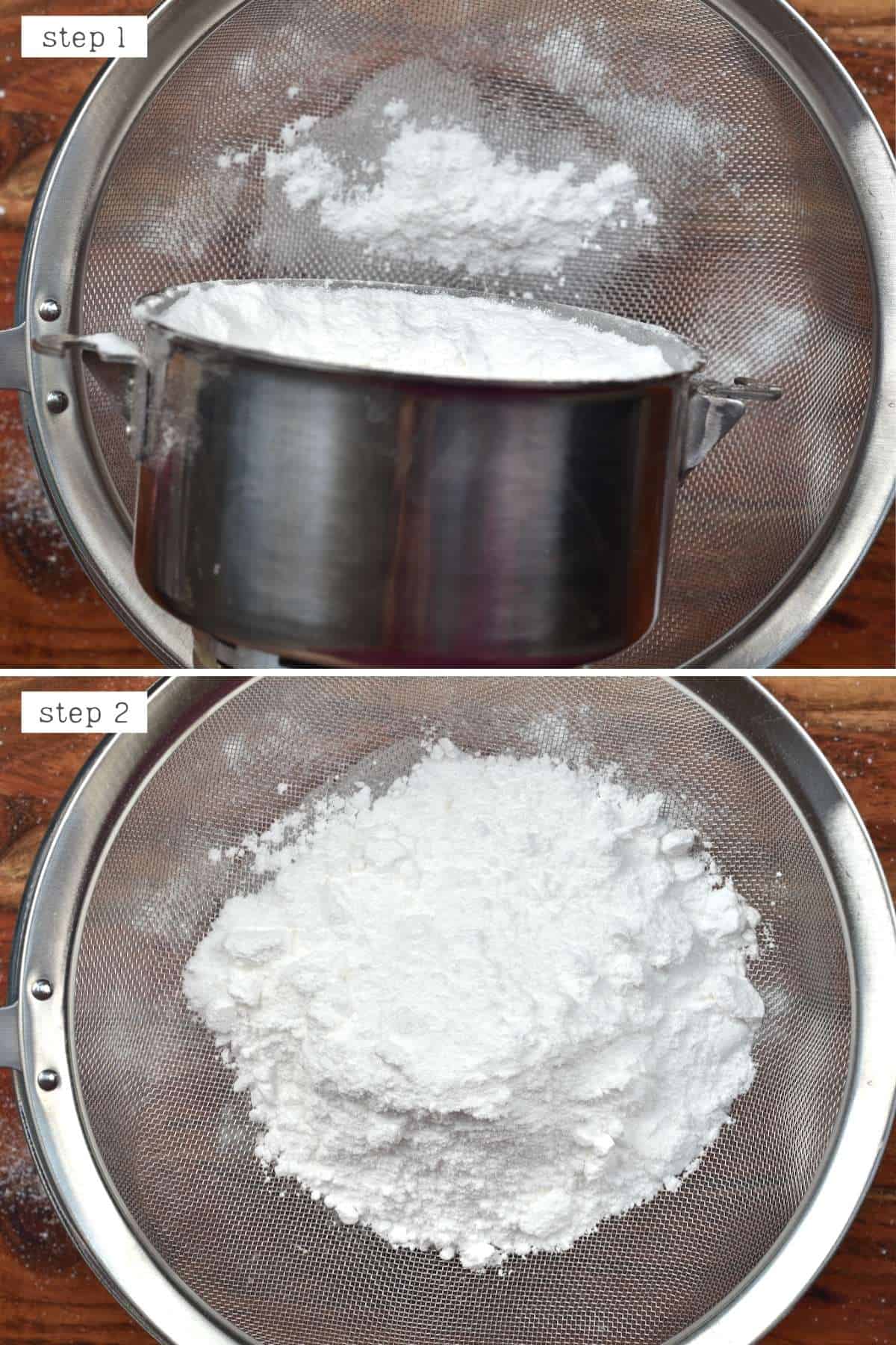 Steps for sieving powdered sugar