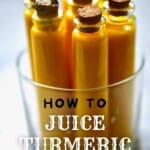 Small bottles with turmeric juice