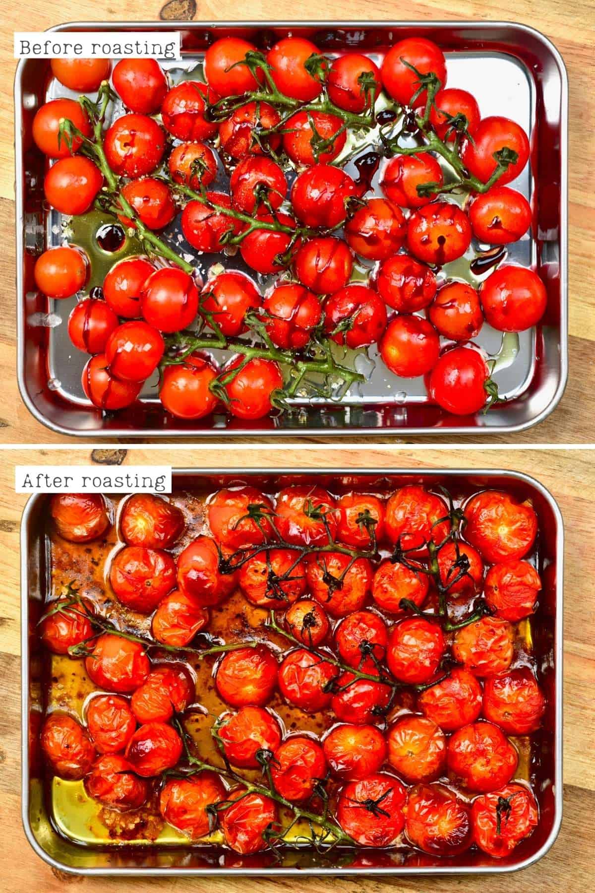 Before and after roasting tomatoes