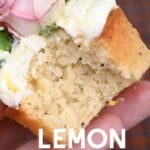 Lemon cupcake with a piece bitten off