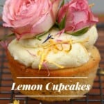 Lemon cupcake decorated with roses