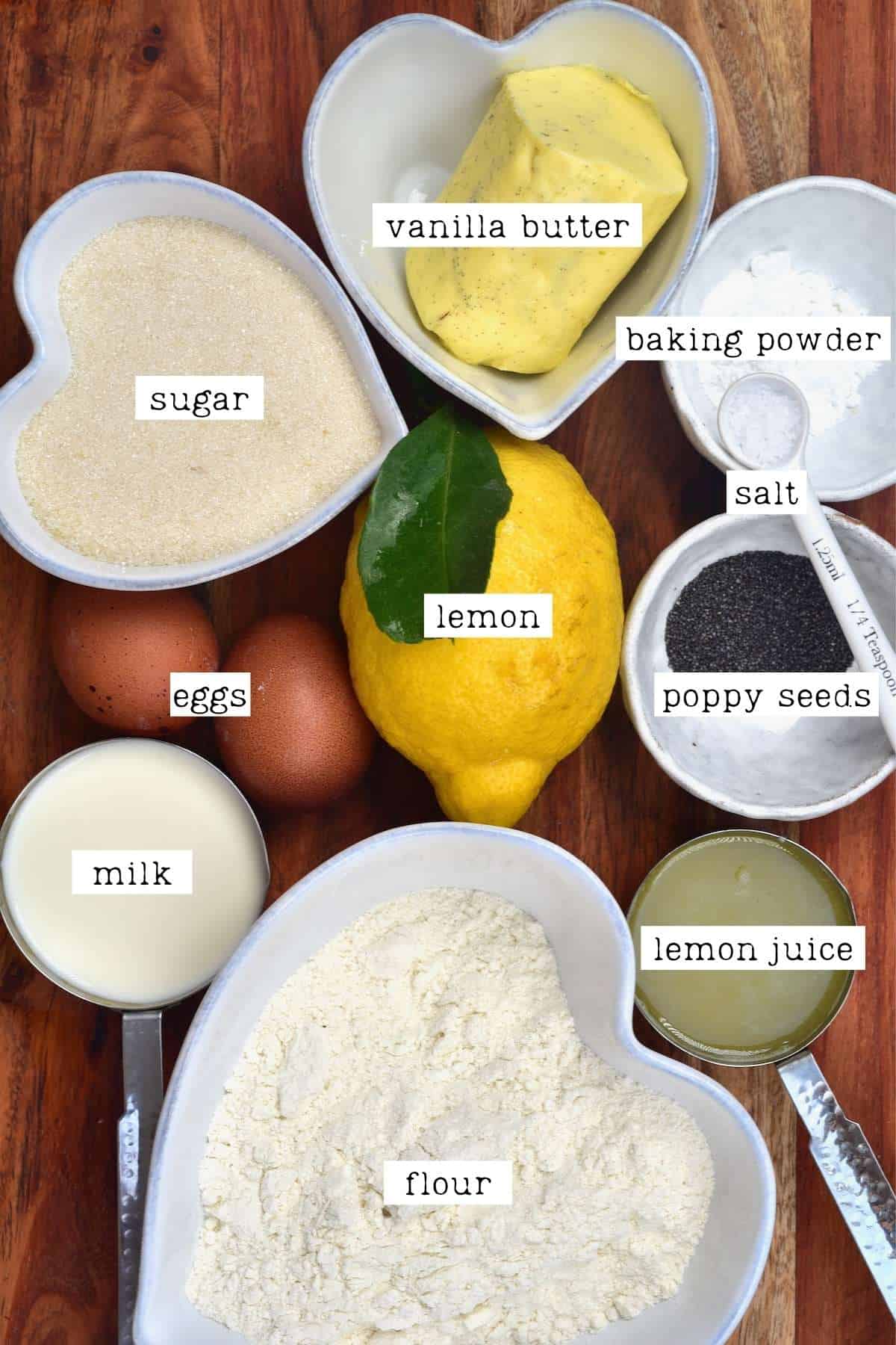 Ingredients for lemon cupcakes