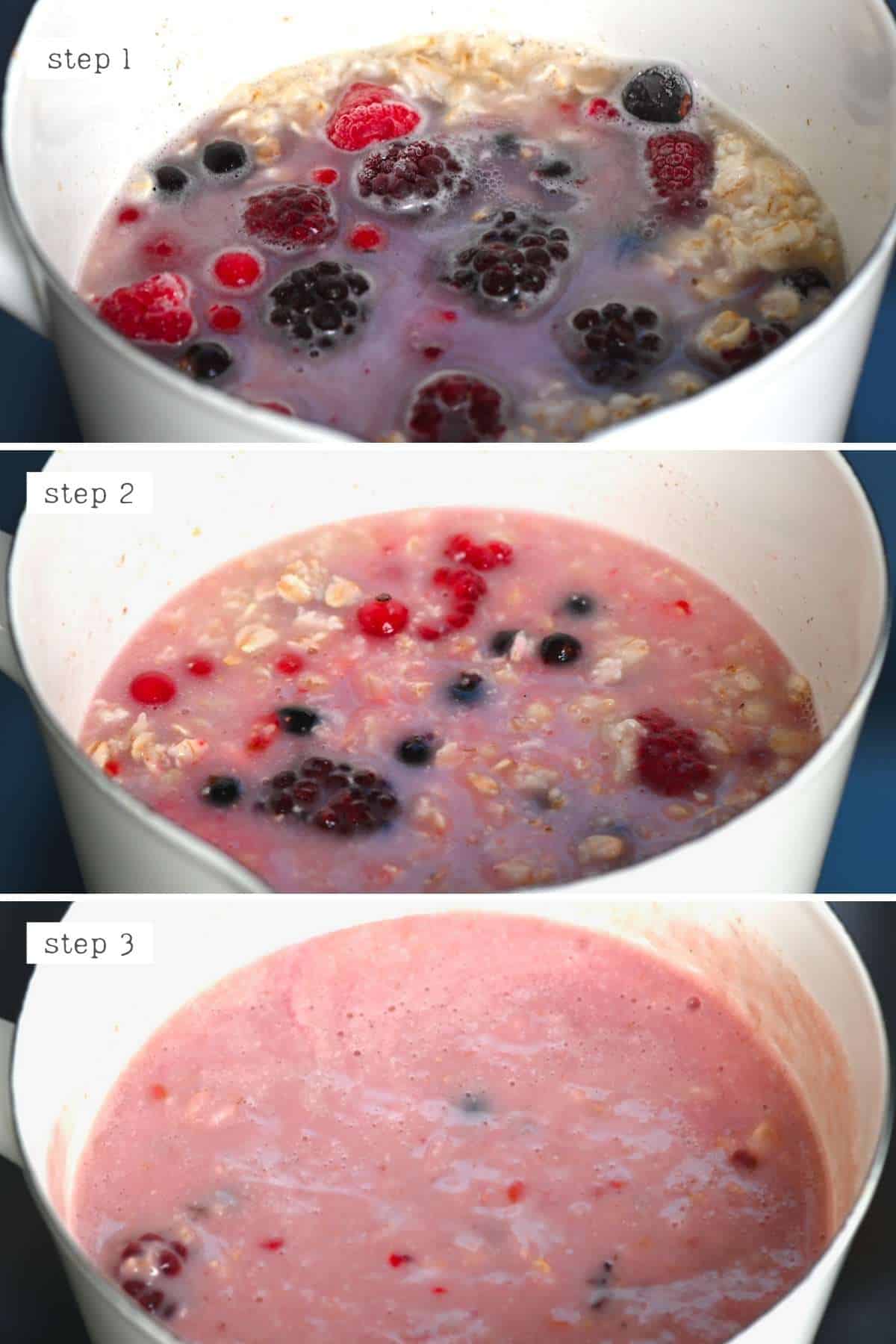 Steps for making berry oatmeal