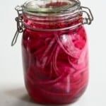 Picked Pink onions in a jar