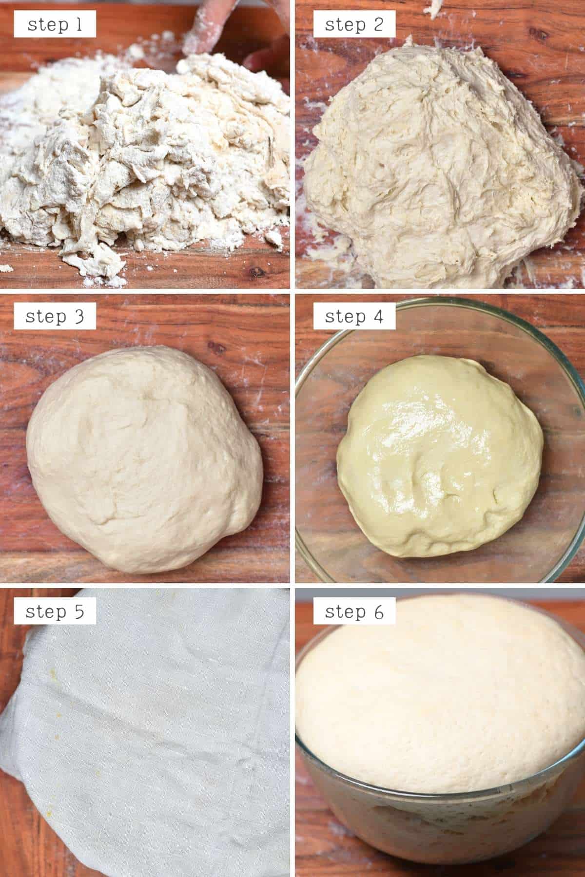 Steps for kneading and proofing dough